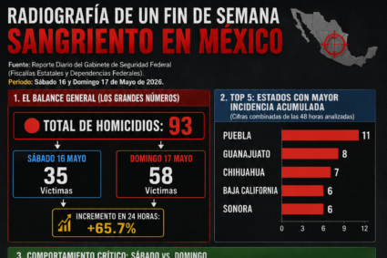 SE REGISTRAN 93 HOMICIDIOS DOLOSOS EN EL PAÍS; PUEBLA Y GUANAJUATO ENCABEZAN LA CRUDA ESTADÍSTICA FEDERAL